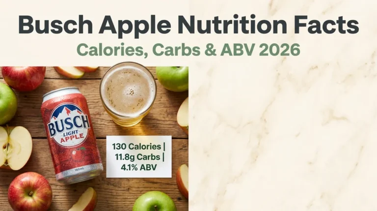 Busch Light Apple nutrition facts showing 130 calories, 11.8 grams carbs per serving