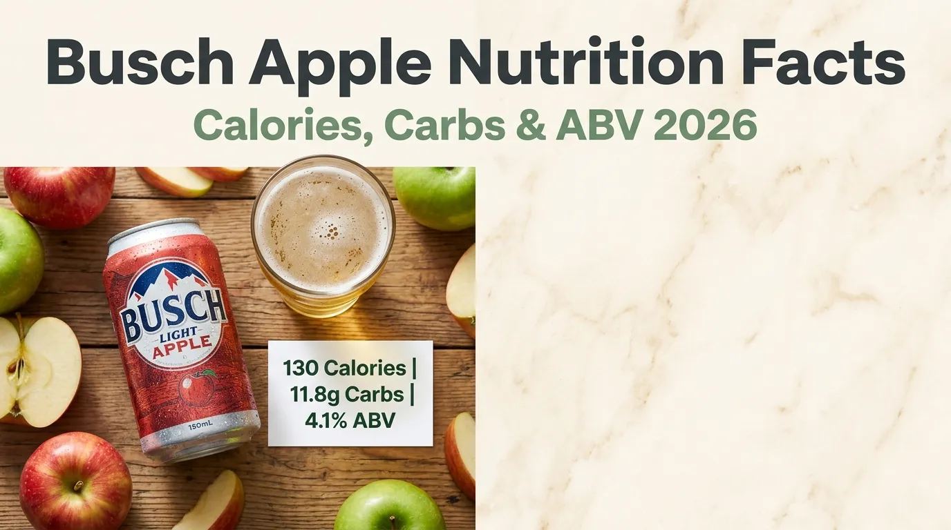Busch Light Apple nutrition facts showing 130 calories, 11.8 grams carbs per serving