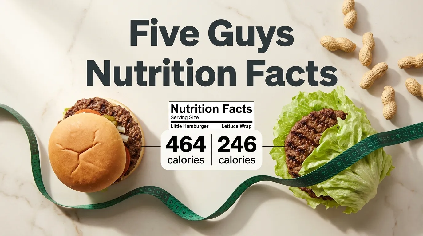 Five Guys nutrition facts comparison between regular hamburger and lettuce wrap burger