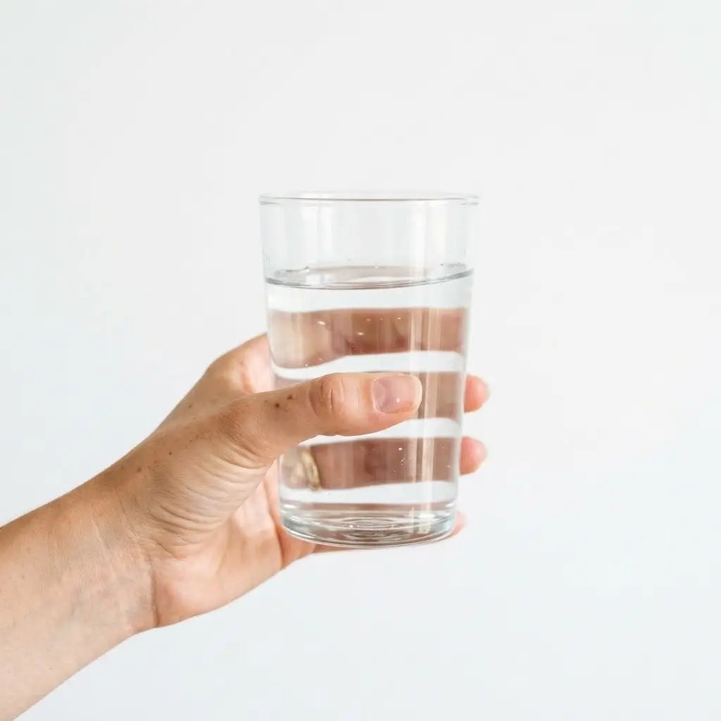 Person holding a glass of water representing daily hydration and health at healthnuro.com