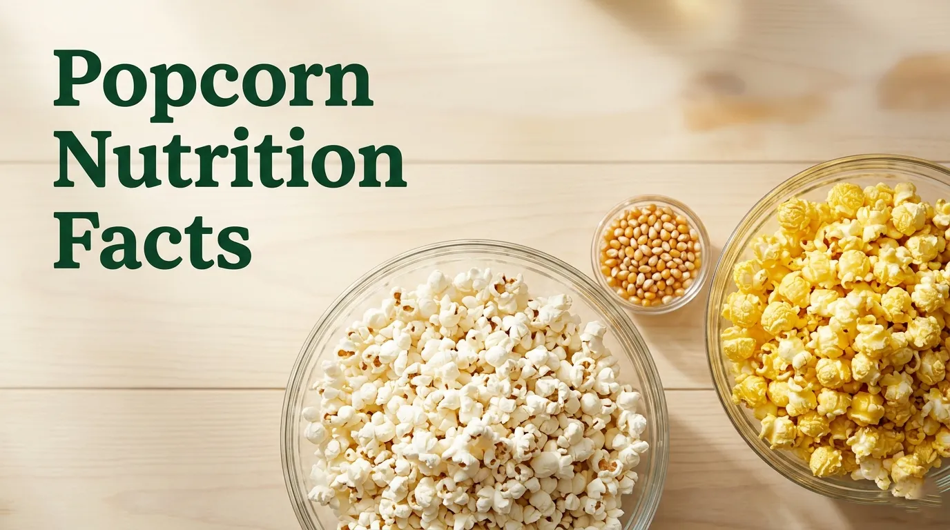 Popcorn nutrition facts comparison showing air-popped and buttered popcorn side by side
