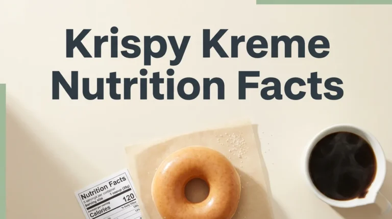 Krispy Kreme Nutrition Facts hero banner with a single Original Glazed doughnut on parchment beside a black coffee.