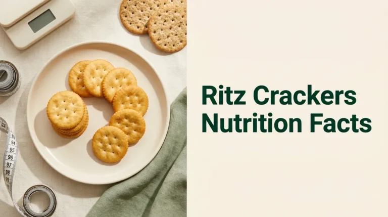 Ritz Crackers nutrition facts article hero image showing five round golden crackers on a plate representing one serving size with whole grain crackers nearby for comparison.
